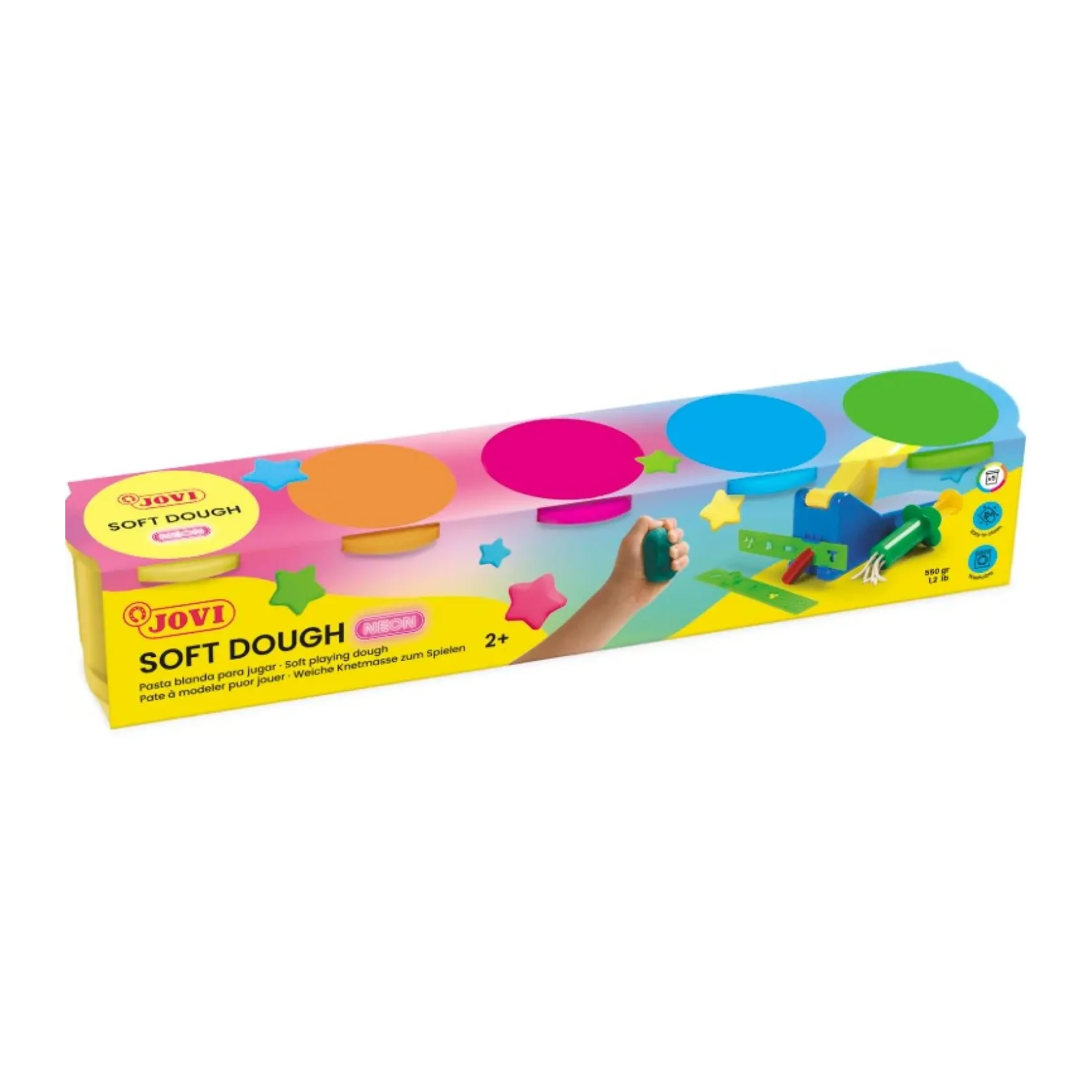 [825558] PASTA DE MODELAR BLANDIVER 5 COLORES NEÓN ×110 GRAMOS