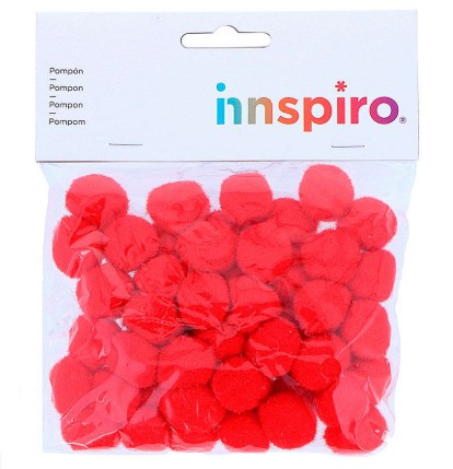 [825736] POMPON POLIPROPILENO ROJO 25MM 50 UDS 