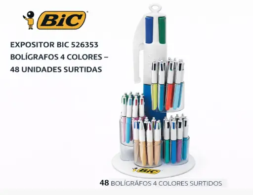 [825863] BOLÍGRAFOS BIC 4 COLORES EXPOSITOR 48 UNIDADES SURTIDAS