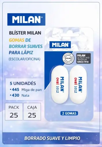 [650012] BLÍSTER MILAN 1012 GOMAS DE BORRAR 2 UDS