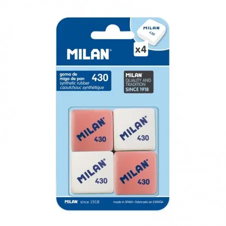 [119361] GOMA DE BORRAR MILAN 430 MIGA DE PAN BLÍSTER 4 UNIDADES