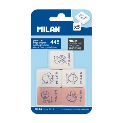 [120038] GOMA DE BORRAR MILAN 445 MIGA DE PAN BLÍSTER 5 UNIDADES