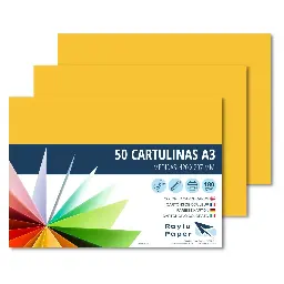 CARTULINAS RAYLU A3 180 GRAMOS AMARILLO CANARIO 50 HOJAS