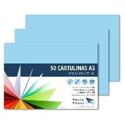 CARTULINAS RAYLU A3 180 GRAMOS AZUL CELESTE 50 HOJAS