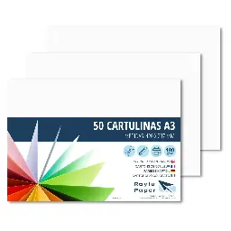 CARTULINAS RAYLU A3 180 GRAMOS BLANCO 50 HOJAS