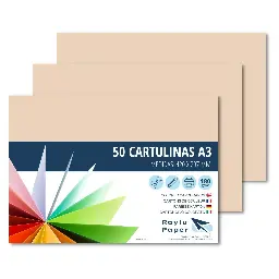 CARTULINAS RAYLU A3 180 GRAMOS CREMA 50 HOJAS