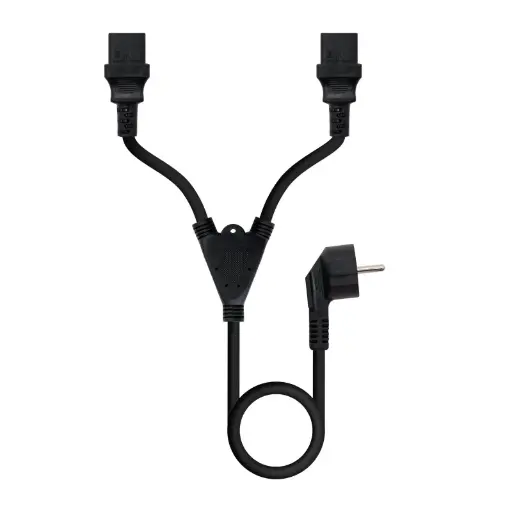 [170113] CABLE ALIMENTACIÓN CEE7/M A 2xC13/H 1,8 METROS NEGRO