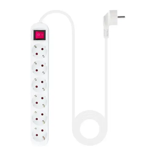 [170005] REGLETA 6 TOMAS CON INTERRUPTOR BLANCA CABLE DE 1.4 METROS