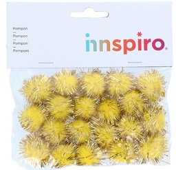 POMPON BRILLANTE AMARILLO 25MM 20 UDS