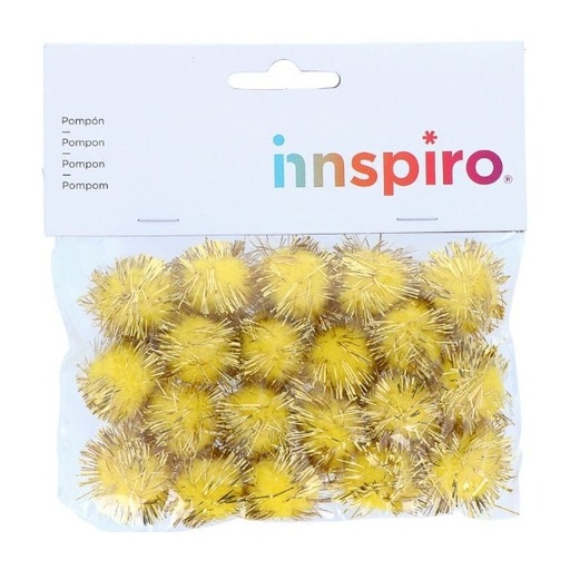 [825792] POMPON BRILLANTE AMARILLO 25MM 20 UDS