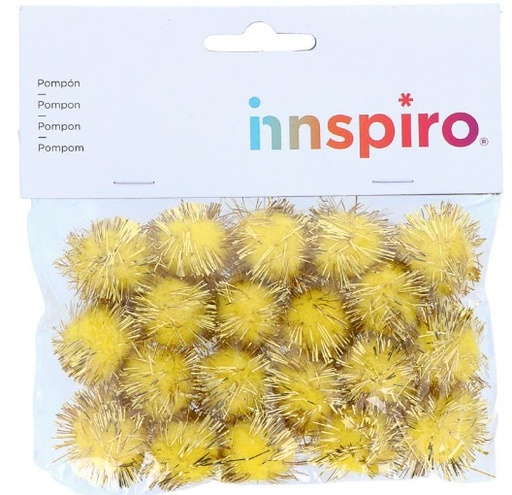 [825792] POMPON BRILLANTE AMARILLO 25MM 20 UDS