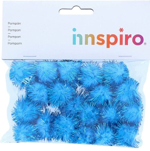 [825793] POMPON BRILLANTE AZUL 25MM 20 UDS