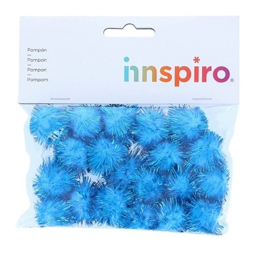[825793] POMPON BRILLANTE AZUL 25MM 20 UDS