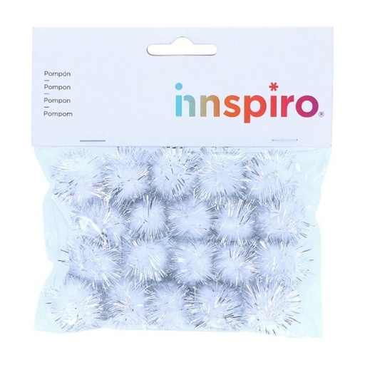 [825794] POMPON BRILLANTE BLANCO 25MM 20 UDS