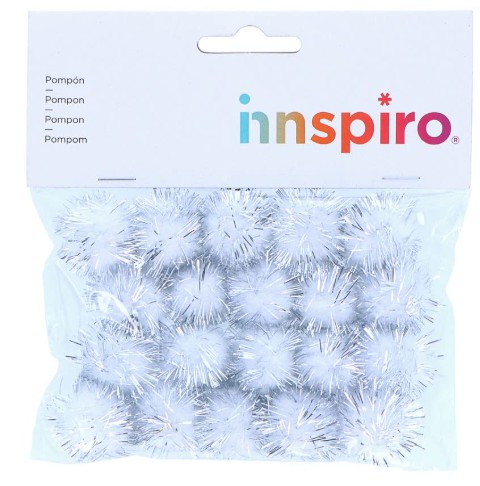[825794] POMPON BRILLANTE BLANCO 25MM 20 UDS