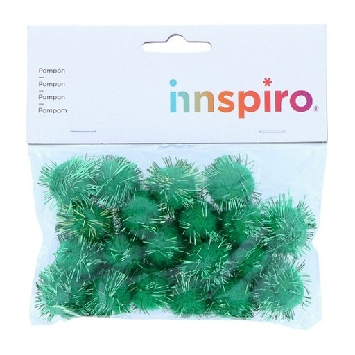 [825796] POMPON BRILLANTE VERDE 25MM 20 UDS
