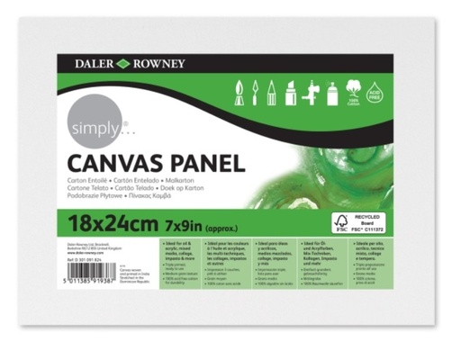 [825887] CARTÓN ENTELADO 18 × 24 CM – 250 G/M² – TRIPLE IMPRIMACIÓN DALER-ROWNEY SIMPLY