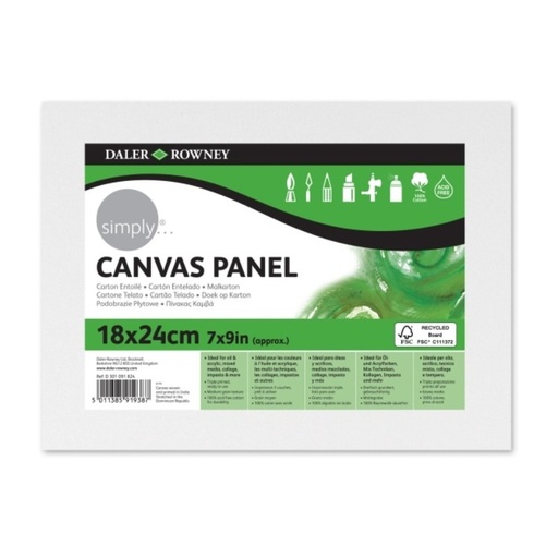 [825887] CARTÓN ENTELADO 18 × 24 CM – 250 G/M² – TRIPLE IMPRIMACIÓN DALER-ROWNEY SIMPLY