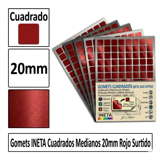 [825905] GOMETS CUADRADO GRANDE Ø 20 MM ROJO