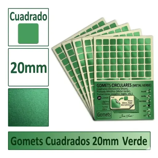 [828904]  GOMETS CUADRADO GRANDE Ø 20 MM VERDE