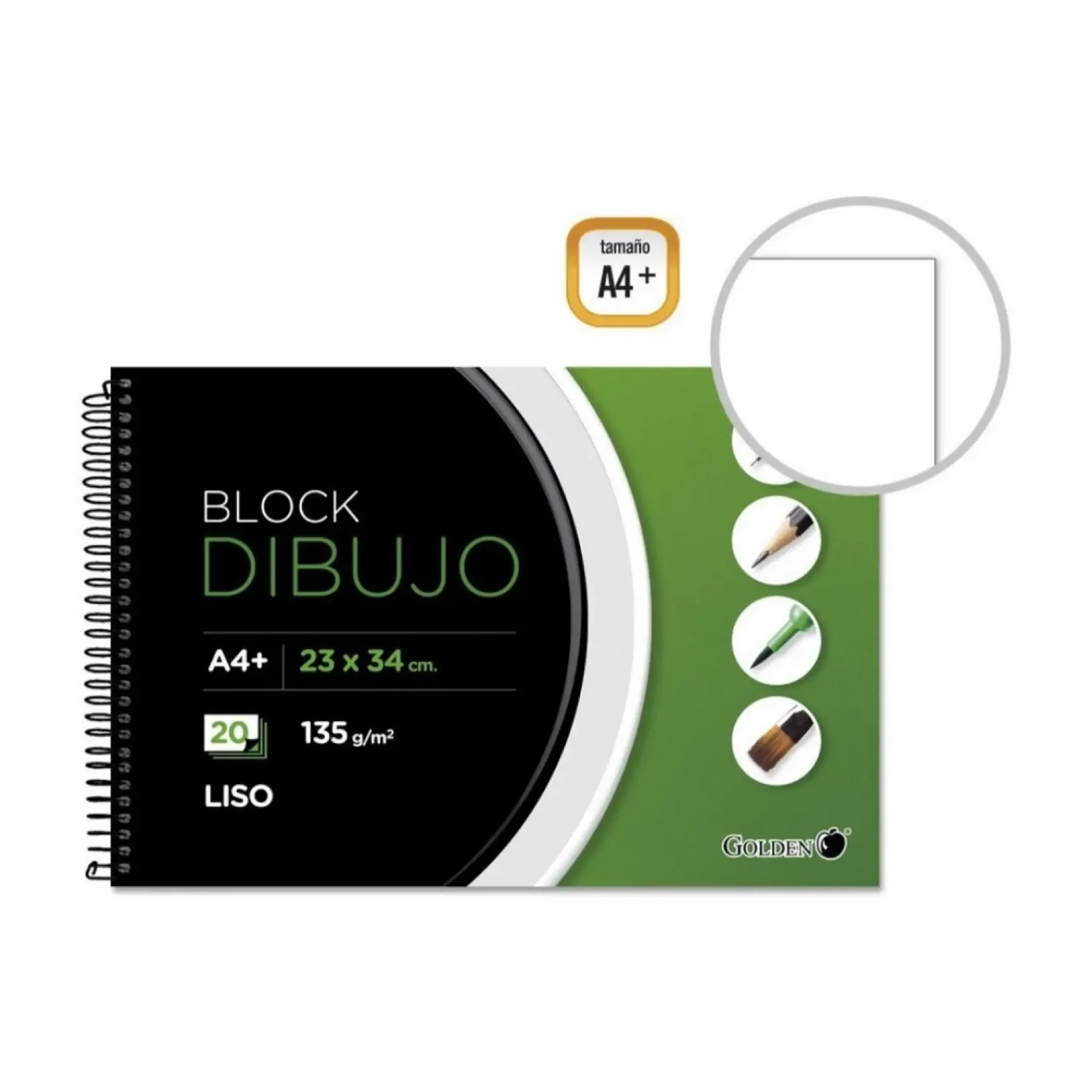 [600282] BLOC DIBUJO GOLDEN A4 135 G/M² ESPIRAL LISO