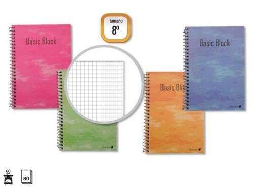 [001140] BLOC ESPIRAL GOLDEN 8º NATURAL 105 × 155MM 80 HOJAS, 60 G/M² CUADRÍCULA