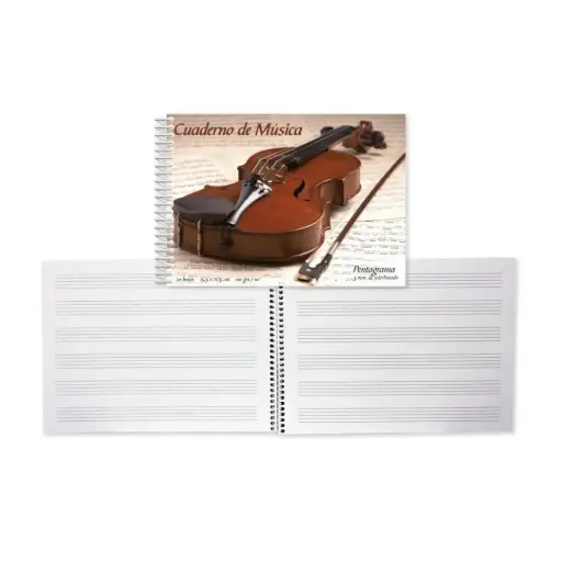 [825557] BLOC DE MÚSICA CUARTO APAISADO, 20 HOJAS 100 G, PENTAGRAMA PAUTADO CUADRICULADO 3 MM
