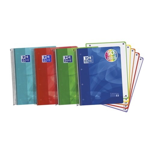 [029141] BLOC OXFORD A4 ESPIRAL CUADRÍCULA 5MM 120 HOJAS TAPA DE PLÁSTICO 