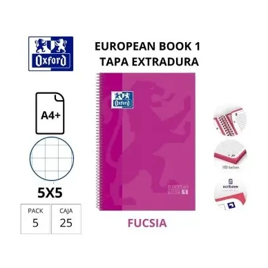 [028519] BLOC OXFORD A4+ ESPIRAL CUADRÍCULA 5 MM FUCSIA (EUROPEANBOOK 1) 