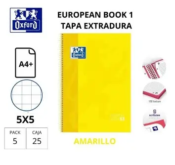 [029104] BLOC OXFORD A4+ ESPIRAL CUADRÍCULA 5 MM AMARILLO (EUROPEANBOOK 1) 