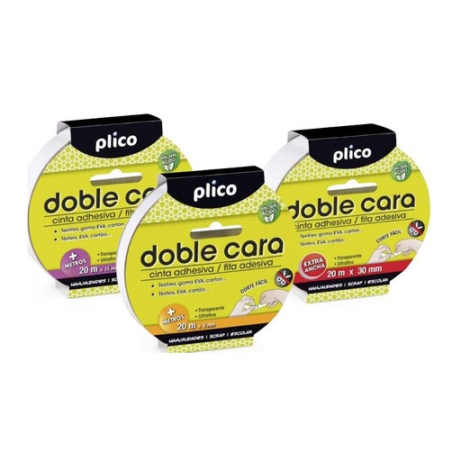 [825016] CINTA ADHESIVA DOBLE CARA PLICO 15MM×20M  TRANSPARENTE 