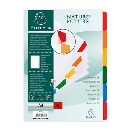 [180829] SEPARADOR A4 EXACOMPTA NATURE FUTURE CARTÓN 6 PESTAÑAS