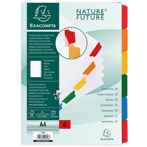 [180829] SEPARADOR A4 EXACOMPTA NATURE FUTURE CARTÓN 6 PESTAÑAS