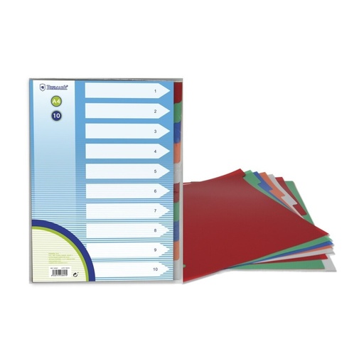 [180464] SEPARADORES A4 POLIPROPILENO 10 COLORES 