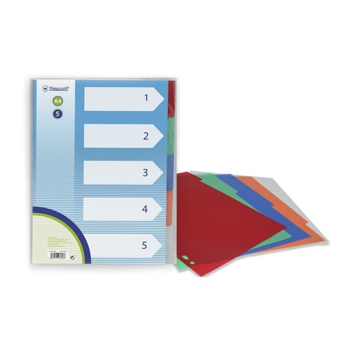 [180463] SEPARADORES A4 POLIPROPILENO 5 COLORES 