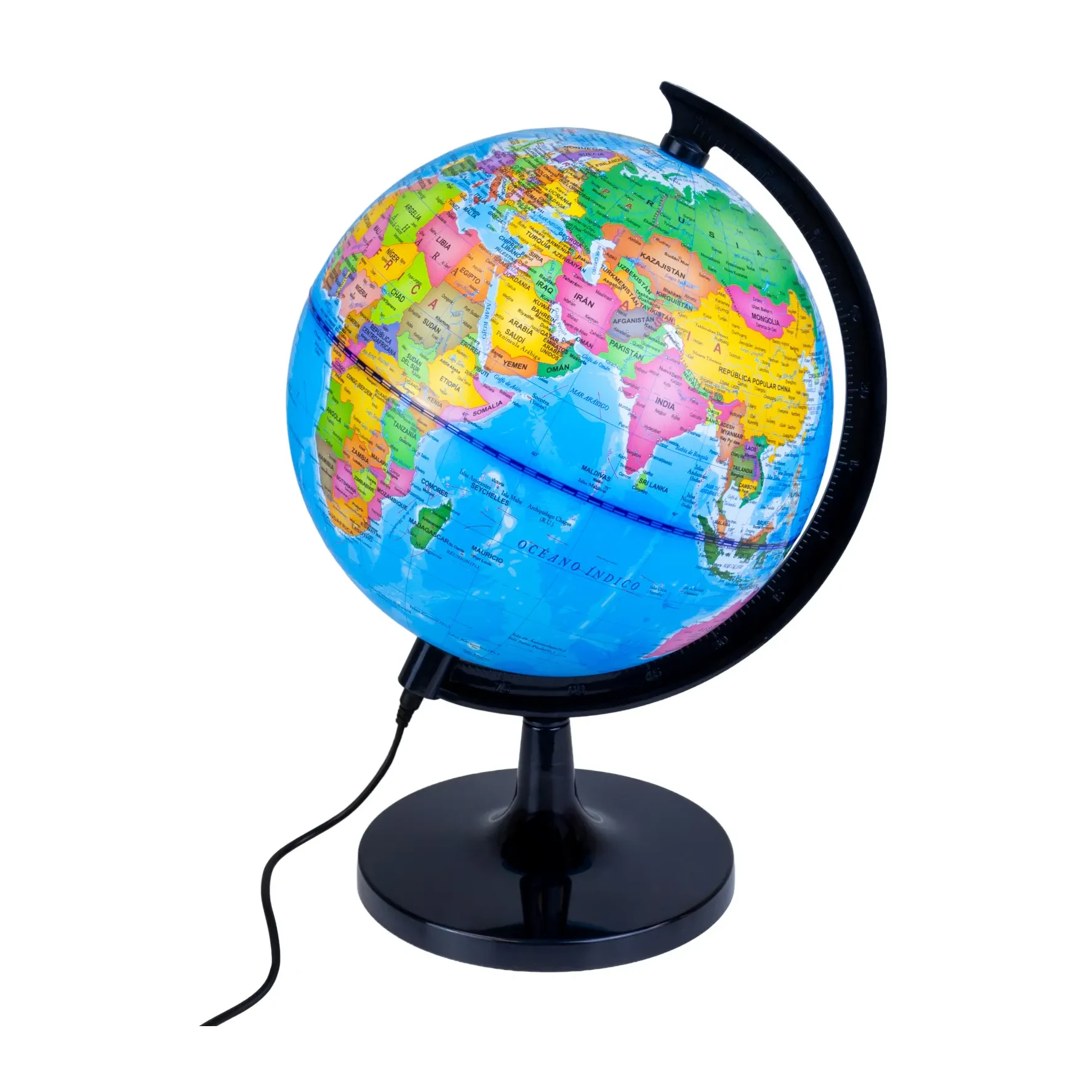 [630289] GLOBO TERRÁQUEO ILUMINADO GIRATORIO 20CM AZUL RAYLU