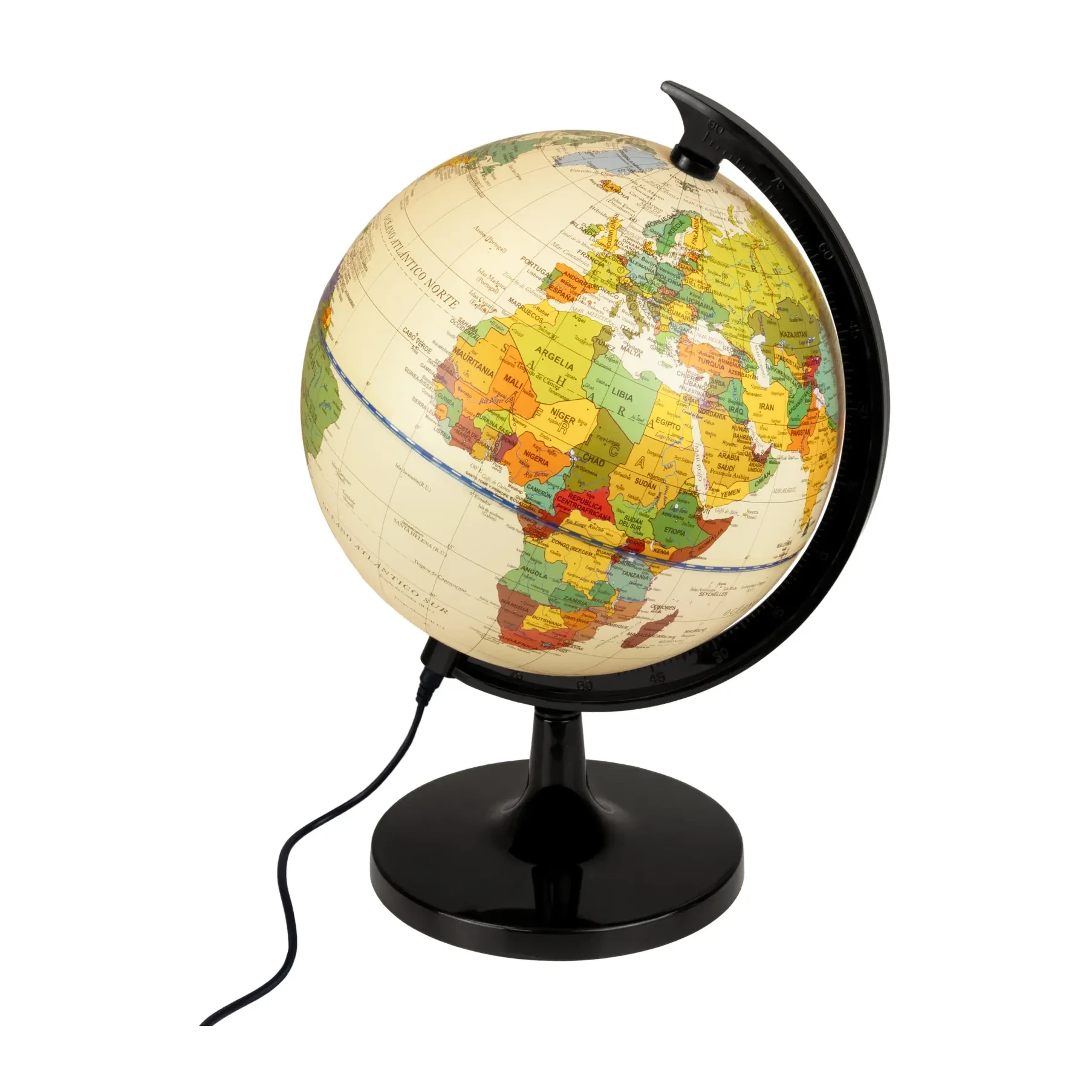 [630290] GLOBO TERRÁQUEO ILUMINADO GIRATORIO 20CM CREMA RAYLU
