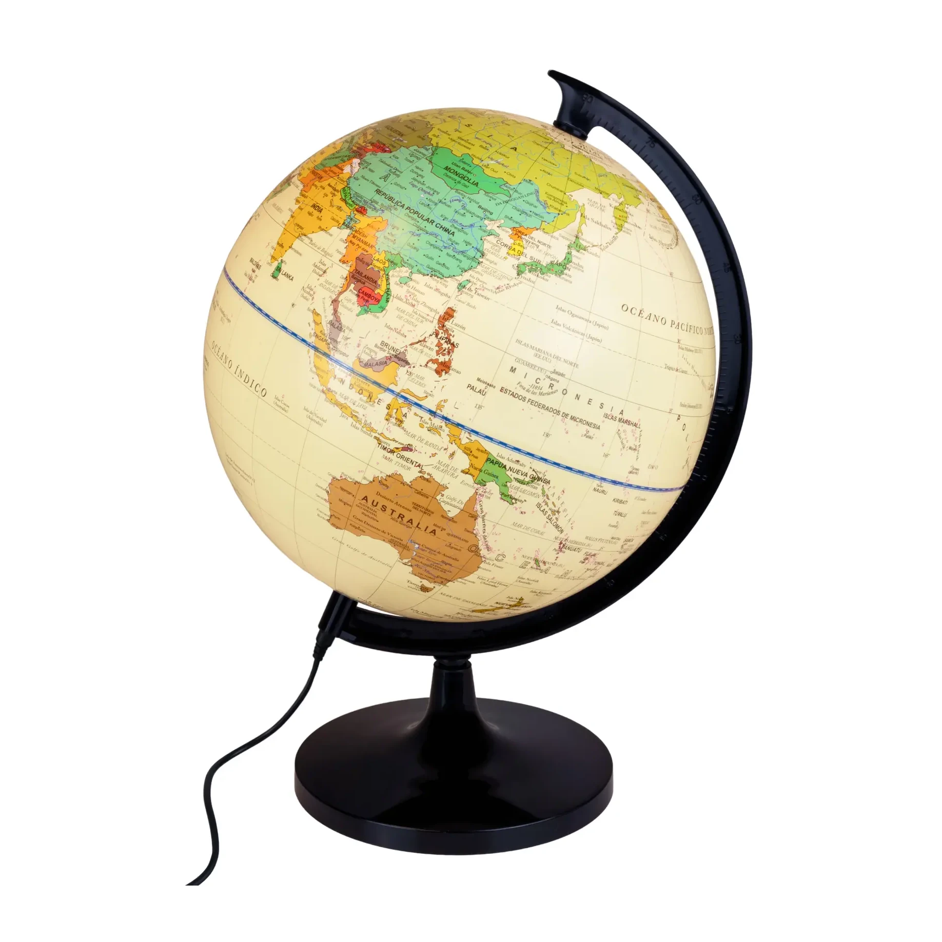 [630375] GLOBO TERRÁQUEO ILUMINADO GIRATORIO 30CM CREMA RAYLU