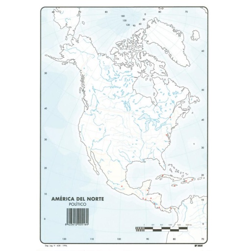 [630358] MAPAS DE AMERICA DEL NORTE POLITICO BLOC 50 HOJAS