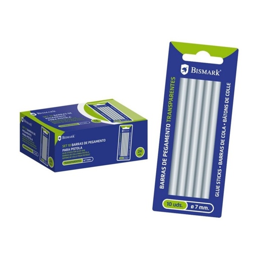 [040815] BARRAS TERMOFUSIBLE DE COLA 7.5MMX10CM RECAMBIO PACK 10 UNIDADES