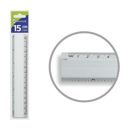 [600261] REGLA DE ALUMINIO 15CM CON BISEL Y ESCALA MILIMETRADA