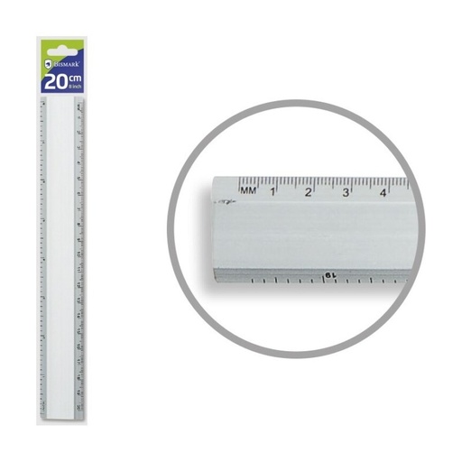 [600262] REGLA DE ALUMINIO 20CM CON BISEL Y ESCALA MILIMETRADA BISMARK