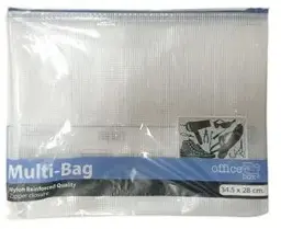 BOLSA MULTIUSOS A4 TRANSPARENTE CON CREMALLERA (34,5 × 28 CM)