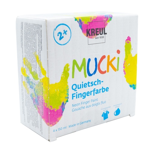 [825133] PINTURA DE DEDOS MUCKI NEÓN 150 ML +2 (K2317) SET DE 4 BOTES