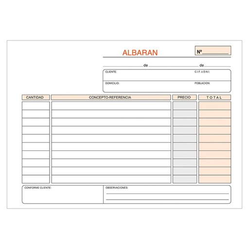 [002462] TALONARIO DE ALBARANES 4º APAISADO DUPLICADO AUTOCOPIANTE