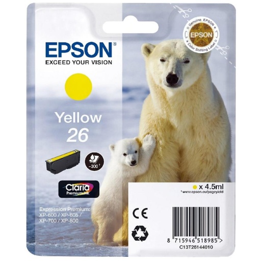 [166025] EPSON CLARIA PREMIUM CARTUCHO AMARILLO 26