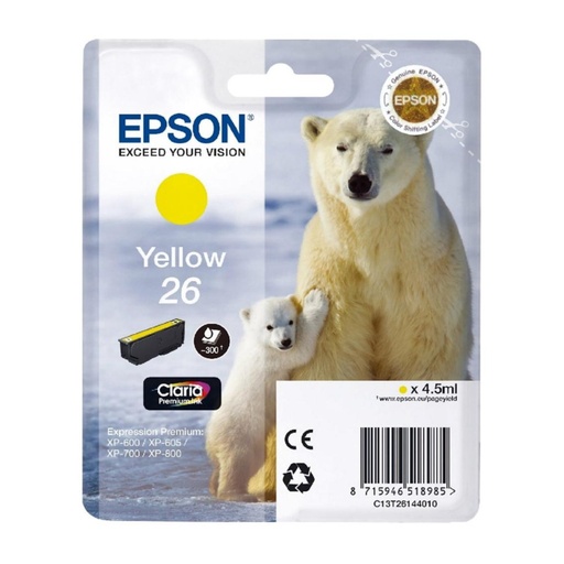 [166025] EPSON CLARIA PREMIUM CARTUCHO AMARILLO 26
