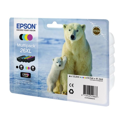 [166043] EPSON CLARIA PREMIUM CARTUCHO MULTIPACK 4 COLORES 26XL ALTA CAPACIDAD EXPRESSION PREMIUM XP-510