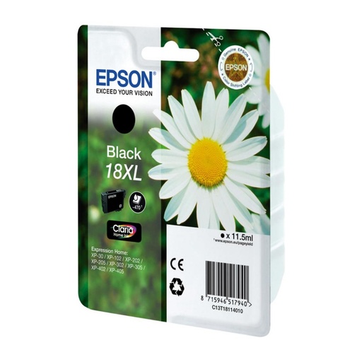 [166017] EPSON EXPRESSION HOME XP-102/205/215/305/322/405/422 CARTUCHO NEGRO ALTA CAPACIDAD 18XL