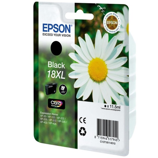 [166017] EPSON EXPRESSION HOME XP-102/205/215/305/322/405/422 CARTUCHO NEGRO ALTA CAPACIDAD 18XL